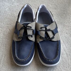 L.L. Bean Men's Blue and Beige Boat Shoes